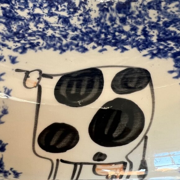 Molly Dallas Blue Spatterware Pottery - Extra Large Serving Bowl Dish - 11.5" D - Picture 7 of 11